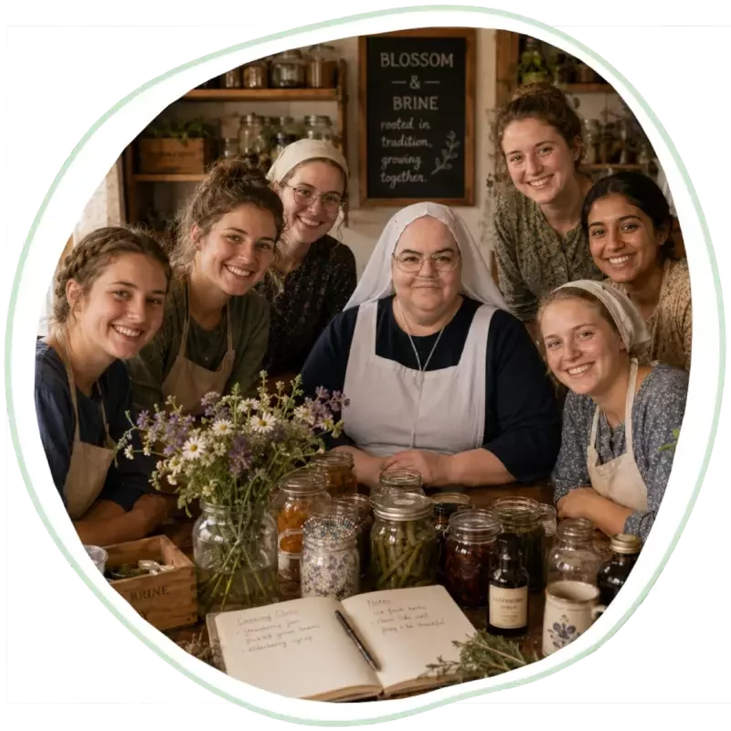 Blossom and her students gathered for a picture at the studio.